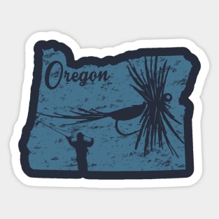 Oregon Vintage Distressed Fly Fishing State Map Sticker